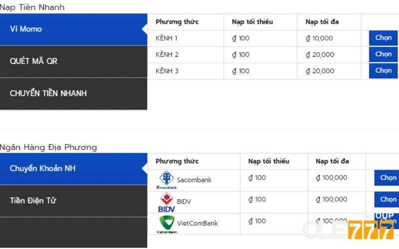 Chọn phương thức nạp tiền để chơi tại sảnh MG thuận tiện nhất