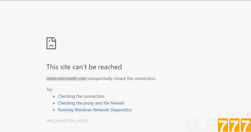 Trình duyệt web bị lỗi làm không truy cập được vào OLE777