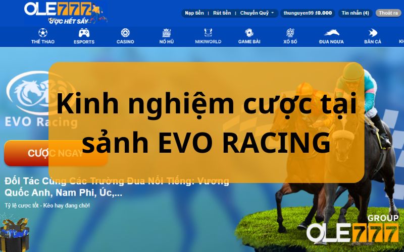 Kinh nghiệm tham gia cược tại sảnh EVO RACING